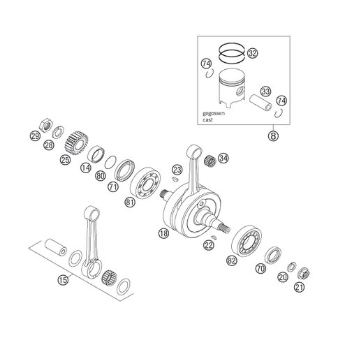 KOLBEN I  KPL. 54MM 125 2000