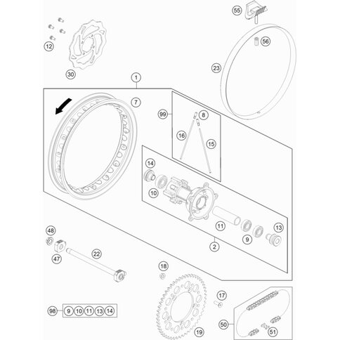 Hinterrad 65SX 2018