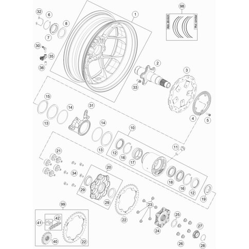 Hinterrad 6x17 elec or.