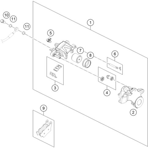 Bremszange hinten ohne Beläge