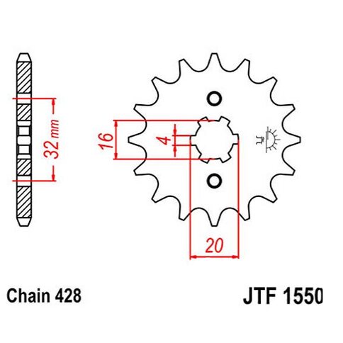 Beta Ritzel 14Z Teilung 428 grobverzahnt 6 Innendurchmesser 16/20