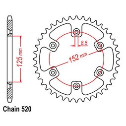 Kettenrad Alu 53Z 520 Senkkopf Beta RR 125 200 250