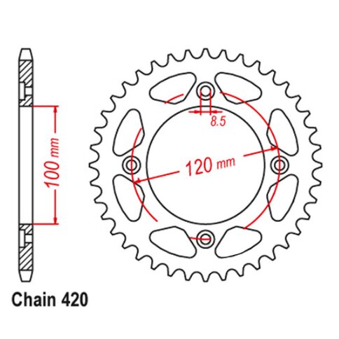 Kettenrad Alu 48Z 420 Senkkopf Beta Rev 50 RR 50 2003-2020