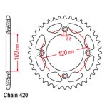 Kettenrad Alu 48Z 420 Senkkopf Beta Rev 50 RR 50 2003-2020