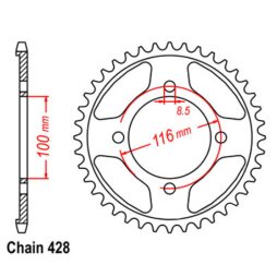 Kettenrad Alu 56Z 428 Flach/Senkkopf Beta RE 125 RR 125...