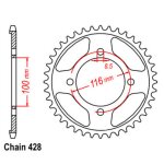 Kettenrad Alu 56Z 428 Flach/Senkkopf Beta RE 125 RR 125 06-17