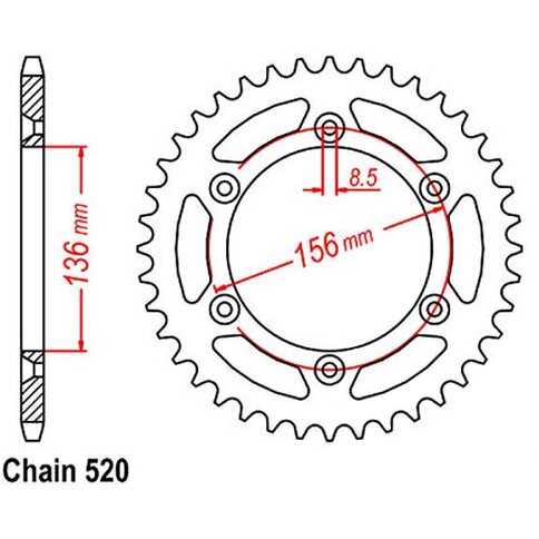 Kettenrad Alu 40Z 520 Senkkopf Beta RR 250 350 400 450 05-14