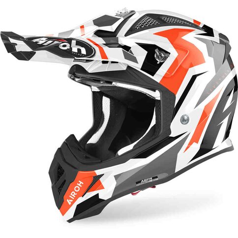 Airoh Helm Aviator ACE Swoop Grau Weiß Orange